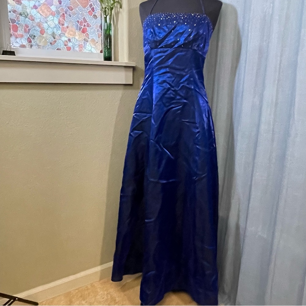 99s vintage I ridescent blue Zum Zum gown prom dress with beading